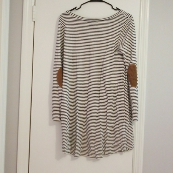 Cherish Black and White Striped Elbow Patch Dress - Picture 3 of 3